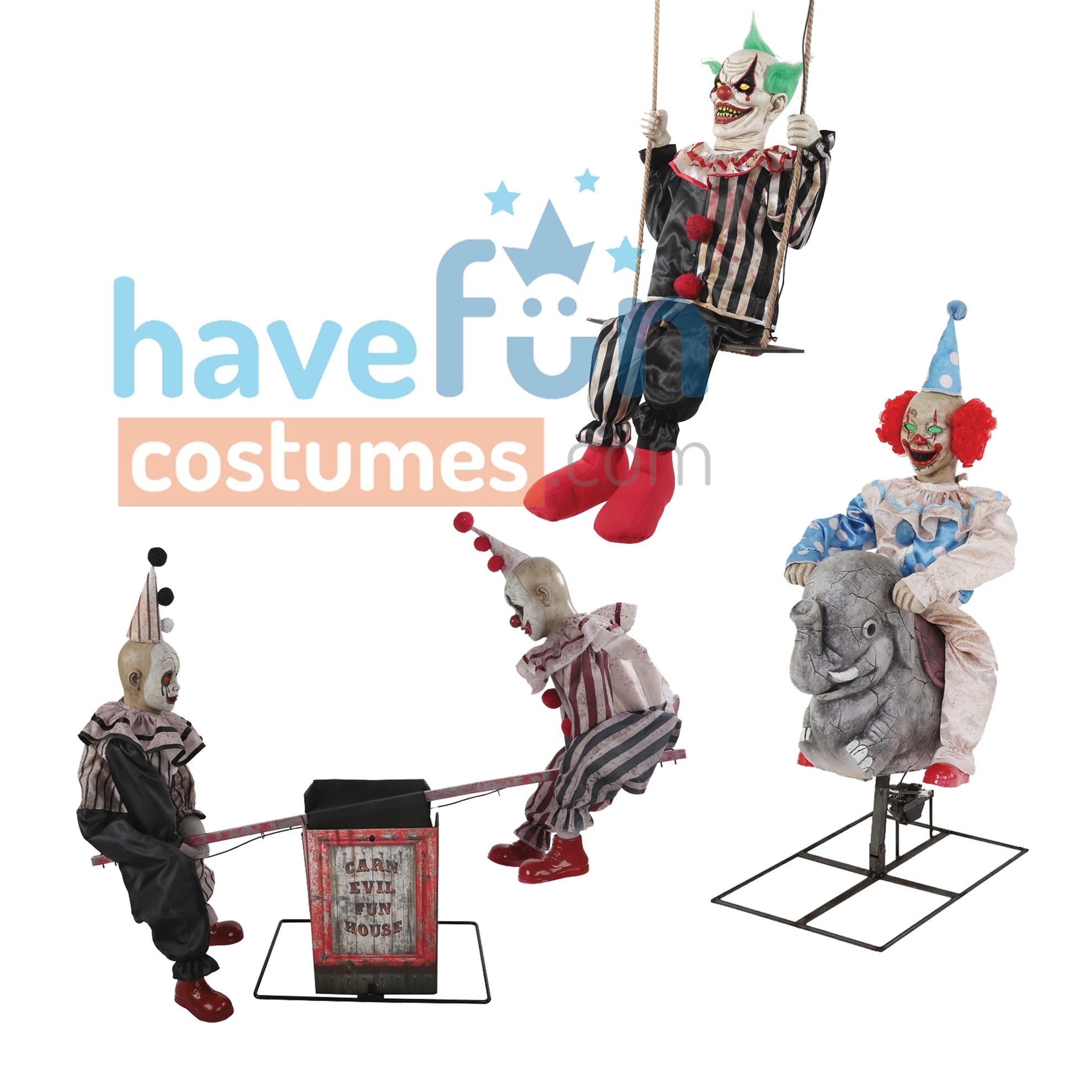 Picture of Animated Swinging Chuckles/Rocking Elephant Clown/See Saw Clowns Prop